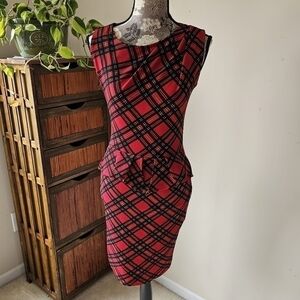 NWT Liva Girl red plaid peplum dress Sz. S